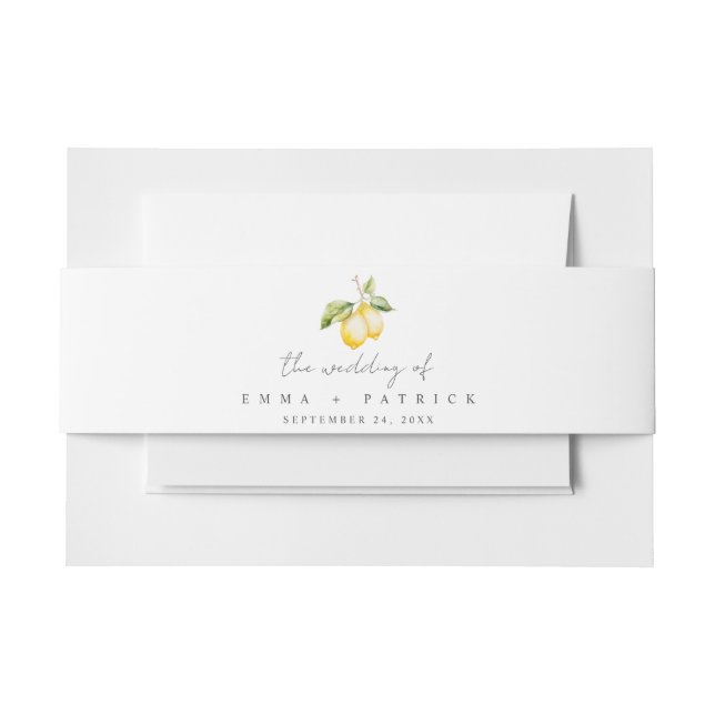 Classic Citrus Lemon Summer Wedding Einladungsbanderole (Vorderseite Beispiel)