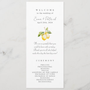 Classic Citrus Lemon Summer Wedding Programm