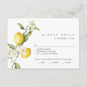 Classic Citrus Lemon Summer Wedding RSVP Card Begleitkarte