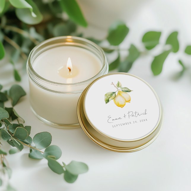 Classic Citrus Lemon Summer Wedding Runder Aufkleber (Von Creator hochgeladen)