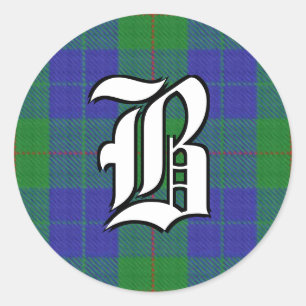 Classic Clan Barclay Jagd Tartan Monogram Runder Aufkleber