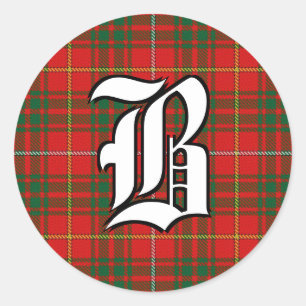 Classic Clan Bruce Tartan Monogram Runder Aufkleber