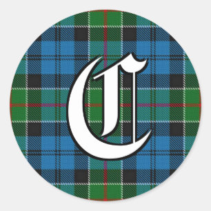 Classic Clan Colquhoun Tartan Monogram Runder Aufkleber