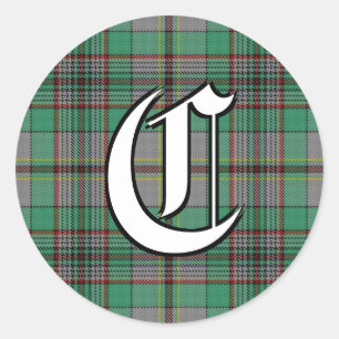 Classic Clan Craig Tartan Monogram Runder Aufkleber