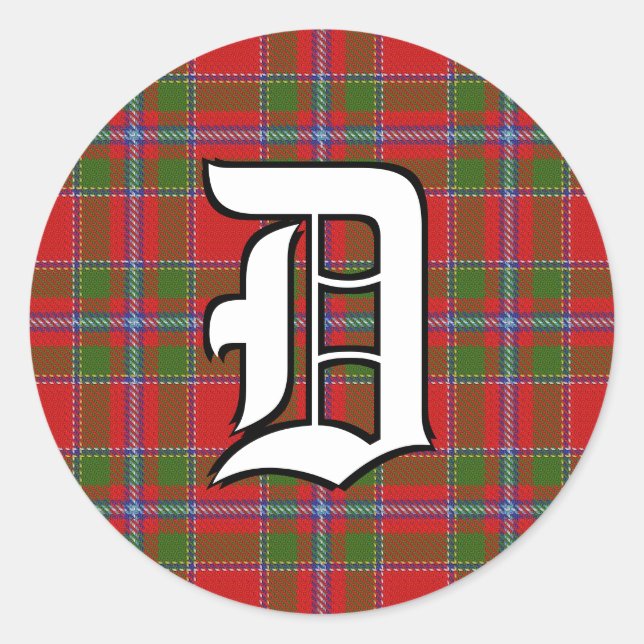 Classic Clan Drummond Tartan Monogram Runder Aufkleber (Vorderseite)