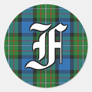 Classic Clan Fergusson Tartan Monogram Runder Aufkleber