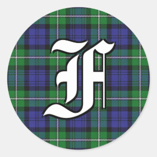 Classic Clan Forbes Tartan Monogramm Runder Aufkleber