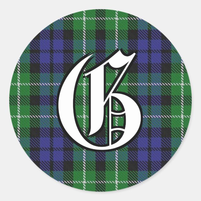 Classic Clan Graham Tartan Monogram Runder Aufkleber (Vorderseite)