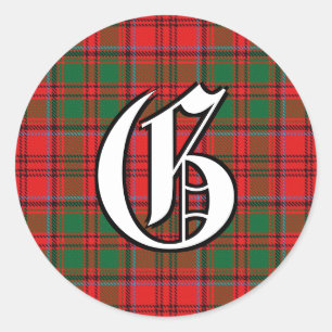 Classic Clan Grant Tartan Monogram Runder Aufkleber