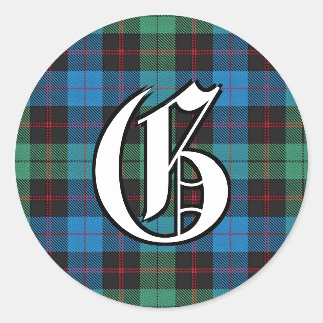 Classic Clan Guthrie Tartan Monogram Runder Aufkleber (Vorderseite)