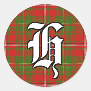 Classic Clan Hay Tartan Monogram Runder Aufkleber