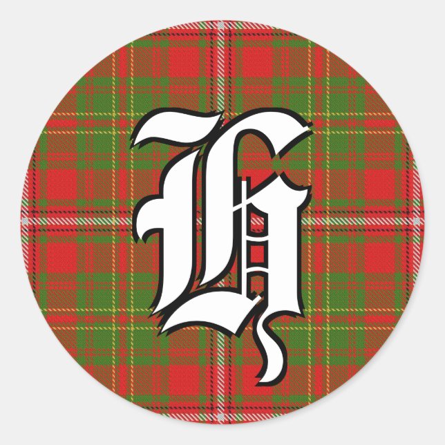 Classic Clan Hay Tartan Monogram Runder Aufkleber (Vorderseite)