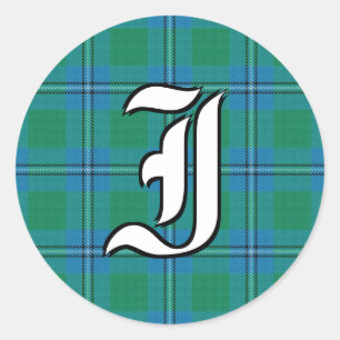 Classic Clan Irvine Tartan Monogram Runder Aufkleber