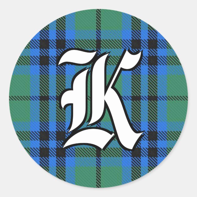 Classic Clan Keith Tartan Monogram Runder Aufkleber (Vorderseite)