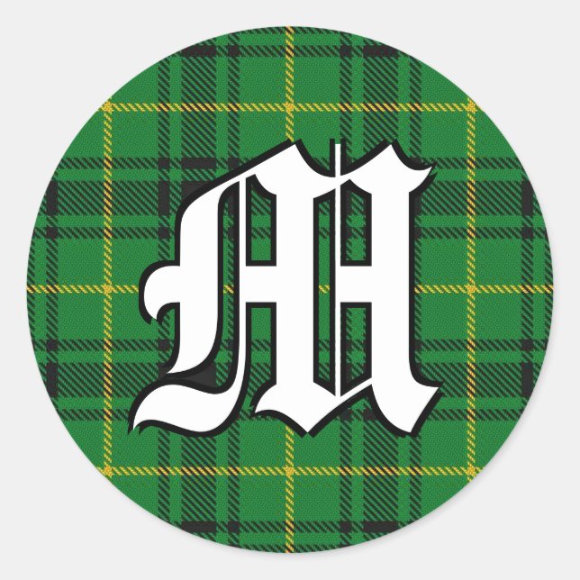Classic Clan MacArthur Arthur Tartan Monogram Runder Aufkleber (Vorderseite)