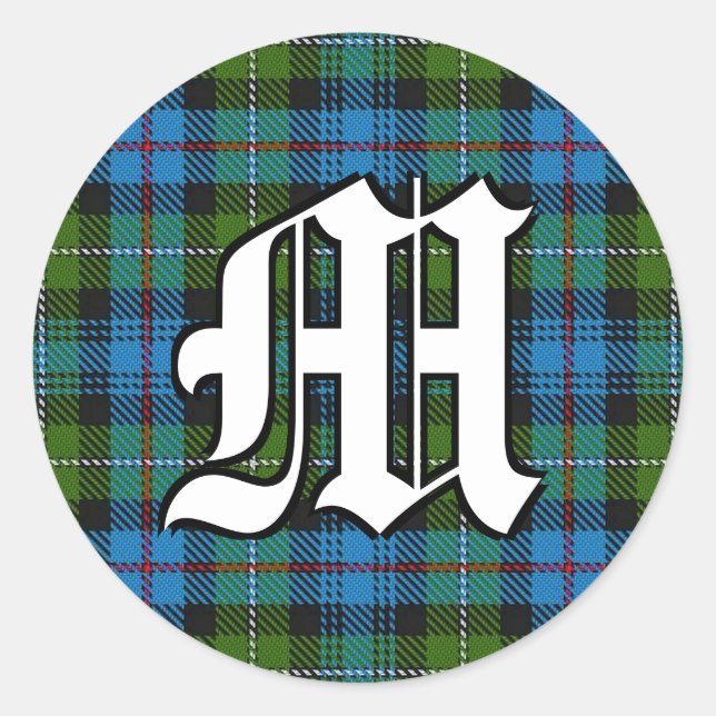 Classic Clan MacKenzie Tartan Monogram Runder Aufkleber (Vorderseite)