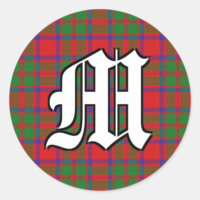 Classic Clan MacKintosh Tartan Monogram Runder Aufkleber (Vorderseite)