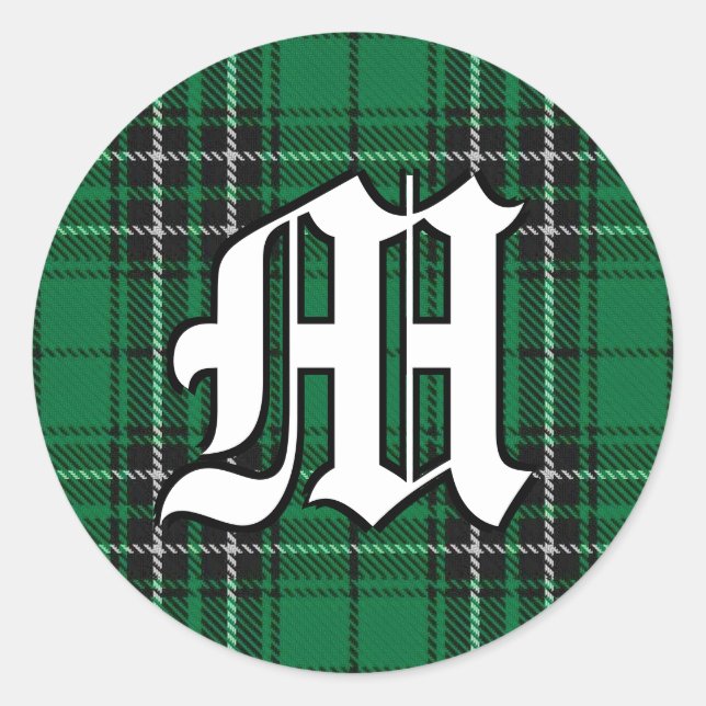 Classic Clan MacLean Hunting Tartan Monogram Runder Aufkleber (Vorderseite)