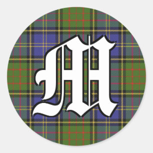 Classic Clan MacMillan Junting Tartan Monogram Runder Aufkleber