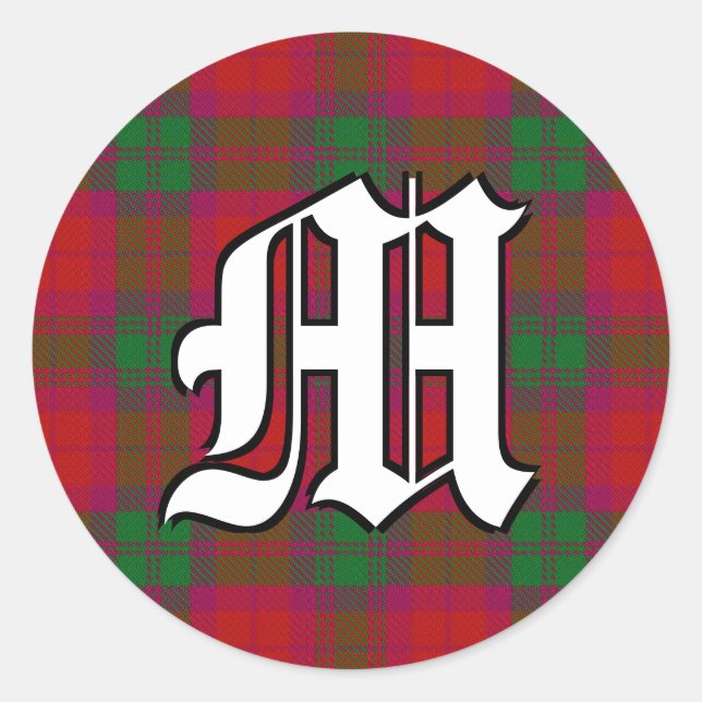 Classic Clan MacNab Tartan Monogram Runder Aufkleber (Vorderseite)