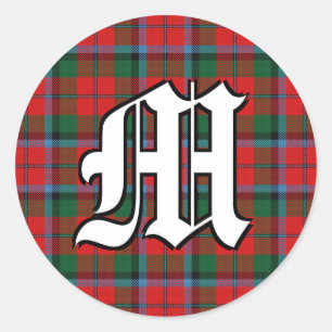 Classic Clan MacNaughton Tartan Monogram Runder Aufkleber