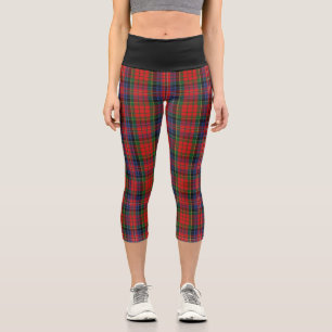 Classic Clan MacPherson Red Tartan Kariert Capri Leggings