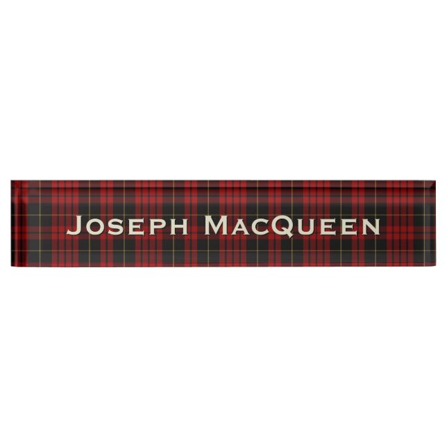 Classic Clan MacQueen Custom Desk Namplate Namensplakette (Vorderseite)