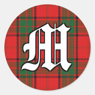 Classic Clan Maxwell Tartan Monogram Runder Aufkleber
