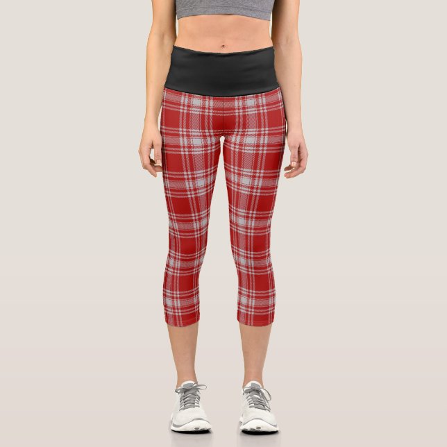 Classic Clan Menzies Dress Red White Tartan Karier Capri Leggings (Vorderseite)
