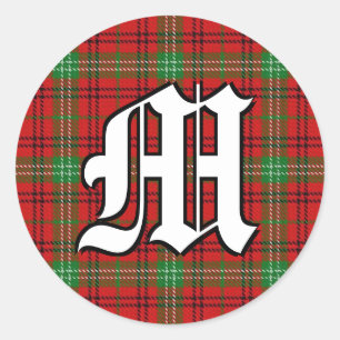 Classic Clan Morrison Tartan Monogram Runder Aufkleber