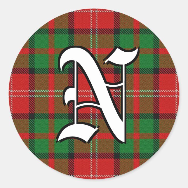 Classic Clan Nisbet Tartan Monogram Runder Aufkleber (Vorderseite)