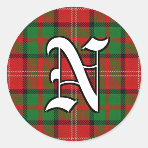 Classic Clan Nisbet Tartan Monogramm Runder Aufkleber