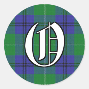 Classic Clan Oliphant Tartan Monogram Runder Aufkleber