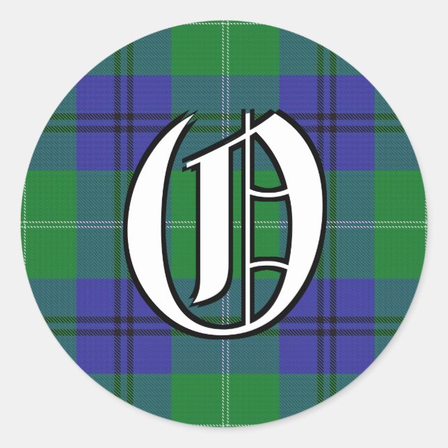 Classic Clan Oliphant Tartan Monogram Runder Aufkleber (Vorderseite)