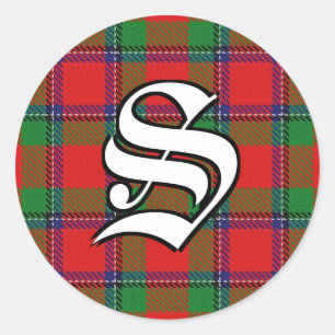 Classic Clan Sinclair Tartan Monogram Runder Aufkleber
