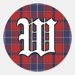 Classic Clan Wishart Tartan Monogram Runder Aufkleber