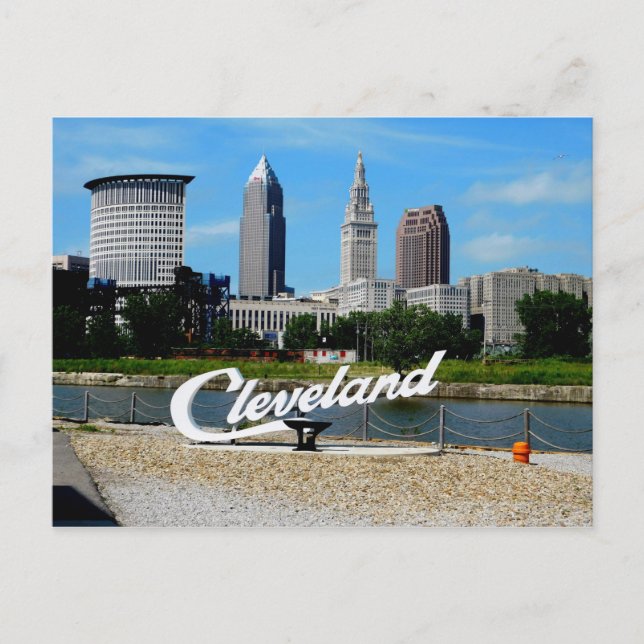 Classic Cleveland River Skyline Postkarte (Vorderseite)