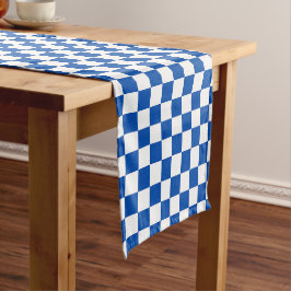 Classic cobalt blue checkerboard kurzer tischläufer
