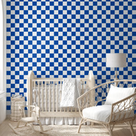 Classic cobalt blue checkerboard tapete