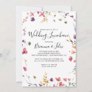 Classic Colorful Wedding Luncheon Brautparty Einladung