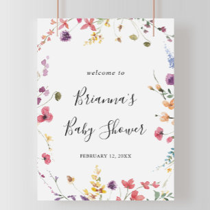 Classic Colorful Wild Floral Baby Dusche Willkomme Poster