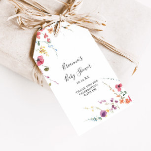 Classic Colorful Wild Floral Baby Shower Geschenkanhänger