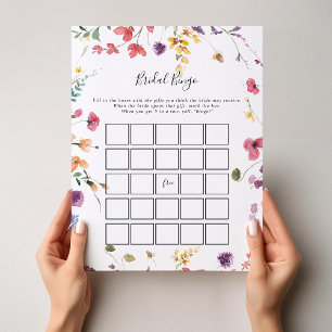 Classic Colorful Wild Floral Bridal Bingo Game