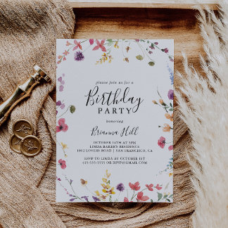 Classic Colorful Wild Floral Geburtstagsparty Einladung