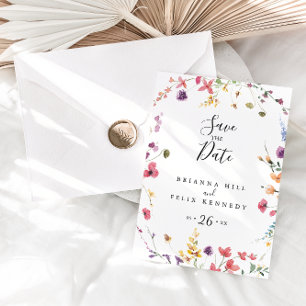 Classic Colorful Wild Floral Save the Date Postkarte