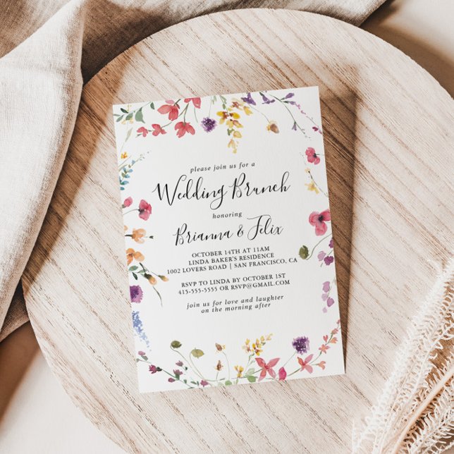 Classic Colorful Wild Floral Wedding Brunch Einladung (Von Creator hochgeladen)