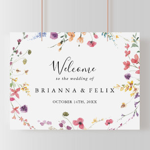 Classic Colorful Wild Floral Wedding Willkommensze Poster