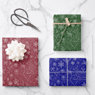 Classic Colors Doodle Weihnachtsmuster Geschenkpapier Set