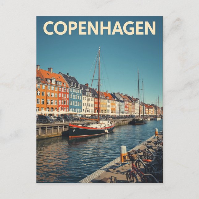Classic Copenhagen Nyhavn Harbor Postkarte (Vorderseite)