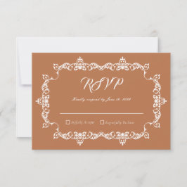 Classic Copper Glow Ornately Framed Wedding RSVP Karte